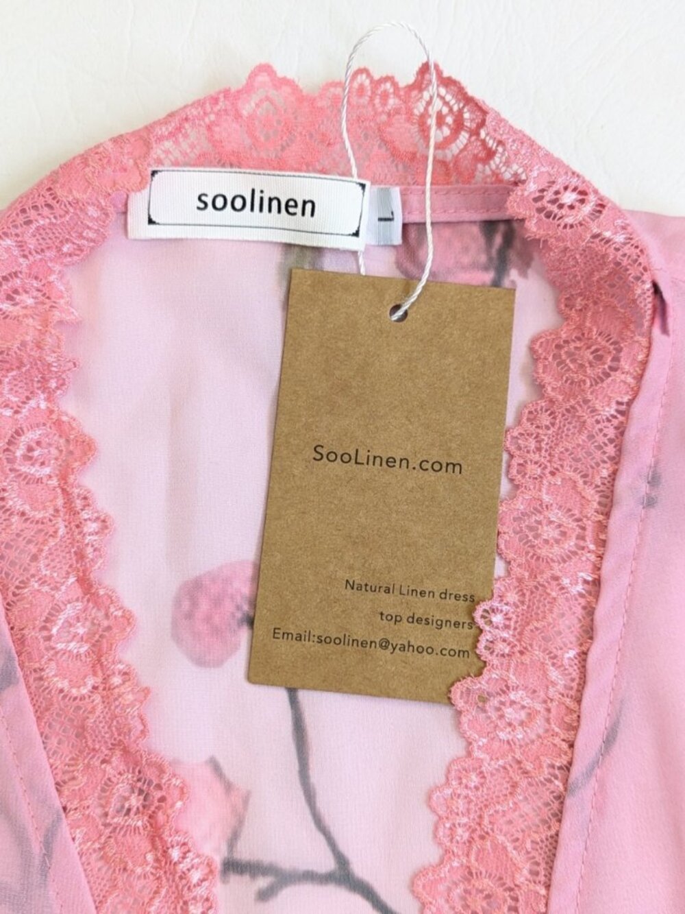 Nwt Soolinen Sheer Tiered Chiffon Midi Dress Pink Floral Dress L Coquette — image 4 of 8